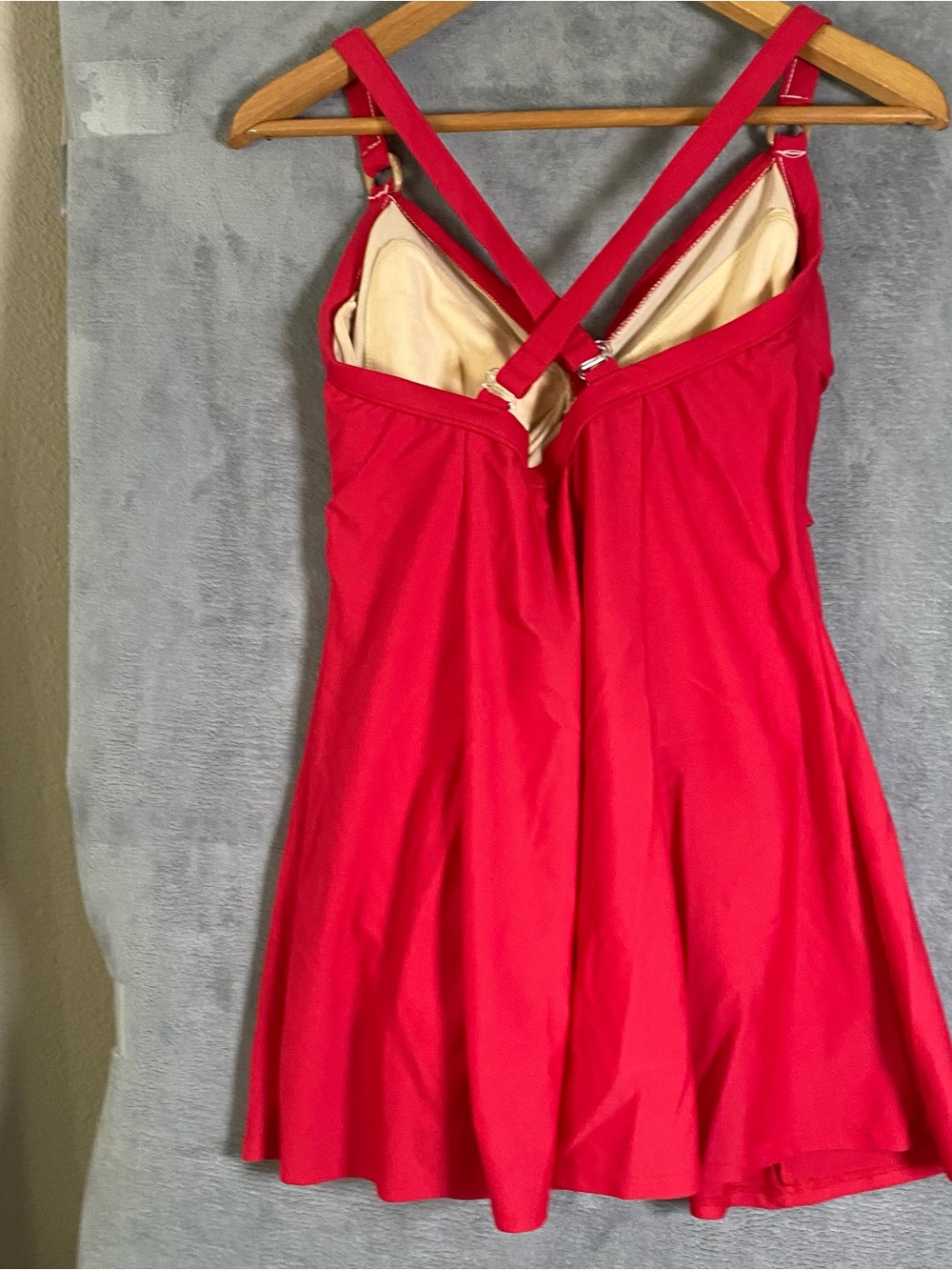 Carol Wior Red One Piece Swimsuit 14 Tummy Control Underwire Ruched Swimwear - Picture 4 of 8